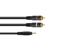 Omnitronic Adapterkabel, 3,5-mm-Klinke auf Phono-Cinch, 1,5 m, Schwarz