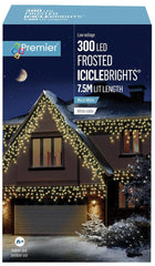 Premier 300 LED Frosted Icicle Outdoor Lights, Warm White Christmas