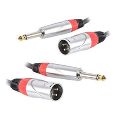 2x Pulse 3P XLR Male to 1/4" Jack Mono 3M cable lead DJ Disco PA System