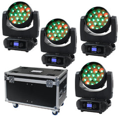 4x eLumen8 Kudos 350ZS 19 x 15W RGBW LED Moving Head Zoom Wash inkl. Gehäuse