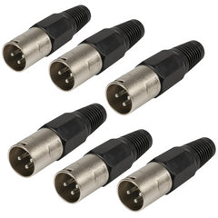 6x QTX XLR Male Connector Plug Metal 3P 3 Pin Audio Microphone Sound PA