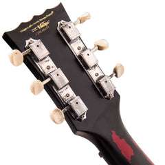 Vintage V120 Icon - Distressed - Black On Cherry Red