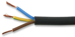 Power Cable 3 Core Round Black Sold Per 50m Roll 0.75mm 6A