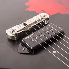 Vintage V120 Icon - Distressed - Black On Cherry Red