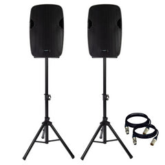 2x Kam RZ12A V3 Aktiver 1000W Lautsprecher DJ Disco Sound System PA Bundle