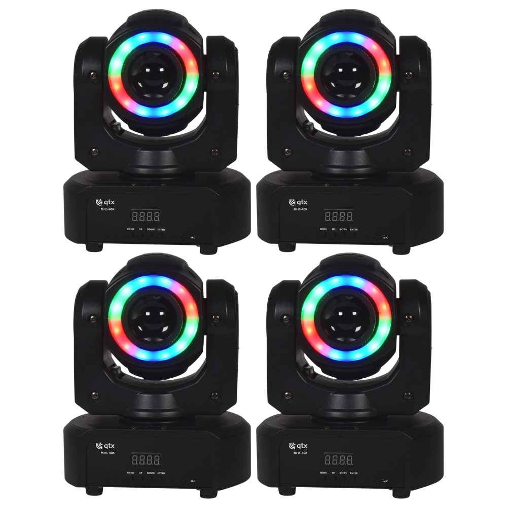 4x QTX MHS-40K 40W Kaleidoscope Beam LED Moving Head – Simply Sound and ...