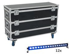 EUROLITE Set 12x LED IP T-Bar 16 QCL Bar + Valise à roulettes