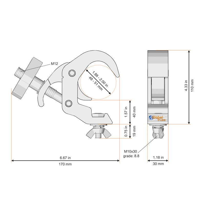 Pince de serrage autobloquante Global Truss, noire (5030-B Pince de serrage autobloquante Global Truss, noire (5030-B