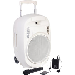 Ibiza PORT12UHF-WH-MKII Portable Speaker Bluetooth Battery PA inc Wireless Mic