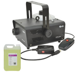 Machine à brouillard QTFX-900 900 W avec télécommande sans fil + fluide de fumée 5 L DJ Disco
