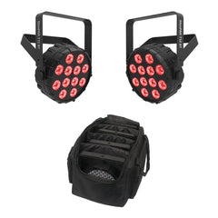 2x Chauvet DJ SlimPAR T12 Bluetooth Wireless LED PAR Can inc. Carry Bag