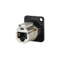 Neutrik EtherCON CAT6A Feedthrough Panel Connector, Black (NE8FDX-P6-B)