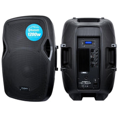 2x Kam RZ15A V3 1200W Aktiv-PA-Lautsprecher Bluetooth DJ Disco Sound System