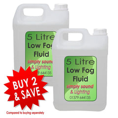 2x Simply Sound & Lighting High Quality Low Smoke Fluid (5L)
