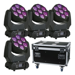 4x Showtec Phantom 70 LED Beam Moving Head Light Effect Bundle