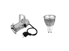 EUROLITE Set PAR-16 Spot argent + GU-10 230V COB 7W 3000K