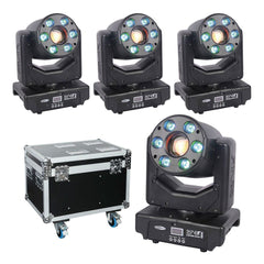 4x Showtec Shark Combi Spot One LED Moving Head Spot Wash Package