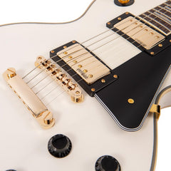 Vintage V100 Guitar- Gold H/w Arctic White