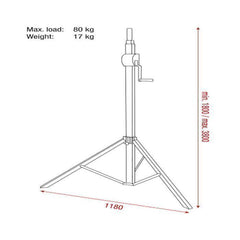 Showtec Goliath Studio Basic 3800 Aufrollständer für Beleuchtung, 3,8 m, 80 kg