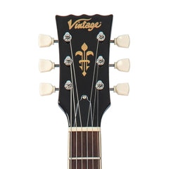 Vintage V100 Guitar - Purple Flamed Maple With Bigsby