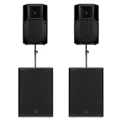 2x RCF ART 712-A MK5 12" Active Speakers 1400w + 2x SUB0905-AS MK3 15" Subwoofer 2200w and poles