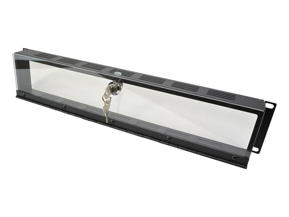 StageCore 19" Security 2U Rack Panel Perspex Cover with Lock Server Fl ...