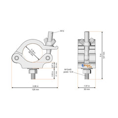 Global Truss Half Coupler 60mm� Silver (828-60)