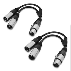 2x W Audio 0.25M XLR Female to 2x XLR Male 3P Splitter Lead Cable DJ Studio PA