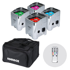 Equinox Color Raider Lithium-Batterie-Uplighter-Paket (Chromgehäuse)