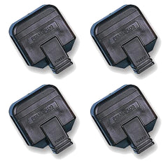 4x PermaPlug Heavy Duty UK Mains Plug with 13A Fuse Black Rubber