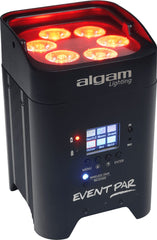 Algam LED Battery Uplighter Par Light 6 x 12W RGBWAUV Hex Wireless DMX