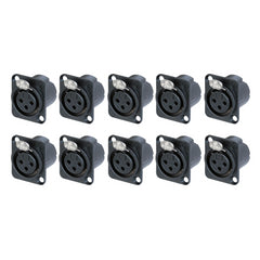 10x Neutrik XLR 3p Chassis 3 Pin Mount Female XLR NC3FD-LX