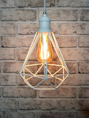 4x LYYT Lamp Cage - Diamond Shape - White Retro Industrial Light