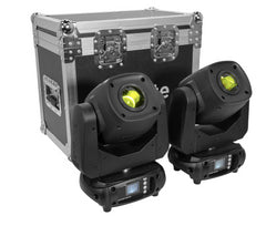 Evolite 2x Spot LED 100 Moving Head Pair including Flightcase