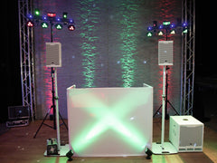 Omnitronic BPS-2 Lautsprecherständer, weiße quadratische Basis, für DJ, Disco, Hochzeit