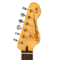 Vintage V65 Proshop Unique Guitar - Amber Tint Inca Silver