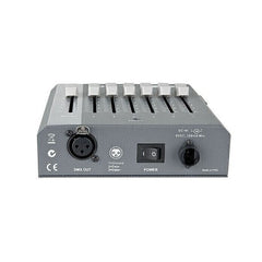 Showtec SDS-6 Contrôleur DMX Fader Desk 6 canaux alimenté par batterie et bloc d'alimentation