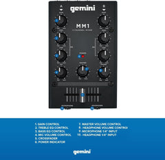Gemini MM1 2 Channel Compact DJ Mixer