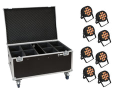 EUROLITE Set 8x LED IP PAR 12x8W QCL Spot + Valise à roulettes