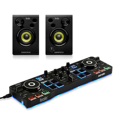 Hercules Starlight Serato DJ-Controller und Monitor, 32 Lautsprecher, Disco-Starterpaket