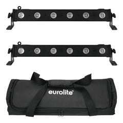 2x Eurolite 0.5m LED RGBW Lighting Bar inc. Carry Bag