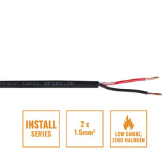 eLumen8 INSTALL LSZH 2 Core 2 x 1.5mm2 Speaker Cable SP2X1.5B, 500m Drum Black