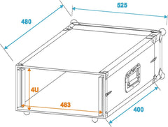 Roadinger Effect Rack Co Dd, 4U, 38 cm de profondeur, noir
