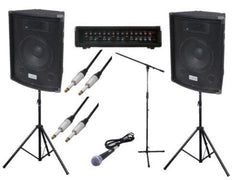 Komplettes 200-W-PA-System inkl. Mikrofon, Kabel und Ständer 