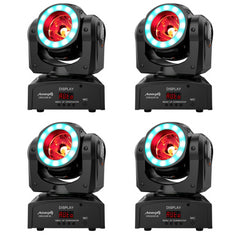 4x tête mobile Audibax Oregon 60 à faisceau noir avec anneau LED