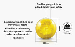 FXLAB Goldene Spiegelkugel, 50 cm, 500 mm, 20 Zoll, drehbare Spiegelkugel