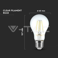 V-Tac LED A60 Filament Bulb 4W Daylight White 4000K