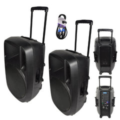 QTX MIXCAB-15 Tragbarer Akku-PA-Lautsprecher inkl. Mixer + XCAB-Erweiterungslautsprecher