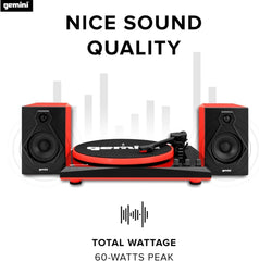 Gemini TT-900BW Stereo Turntable System With Speakers Red