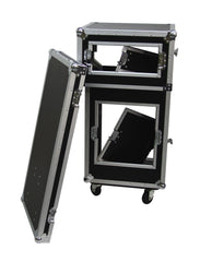 Roadinger Flightcase Pro 16U + 10U Mixer Rack Case PA Sound System inc Desk Table